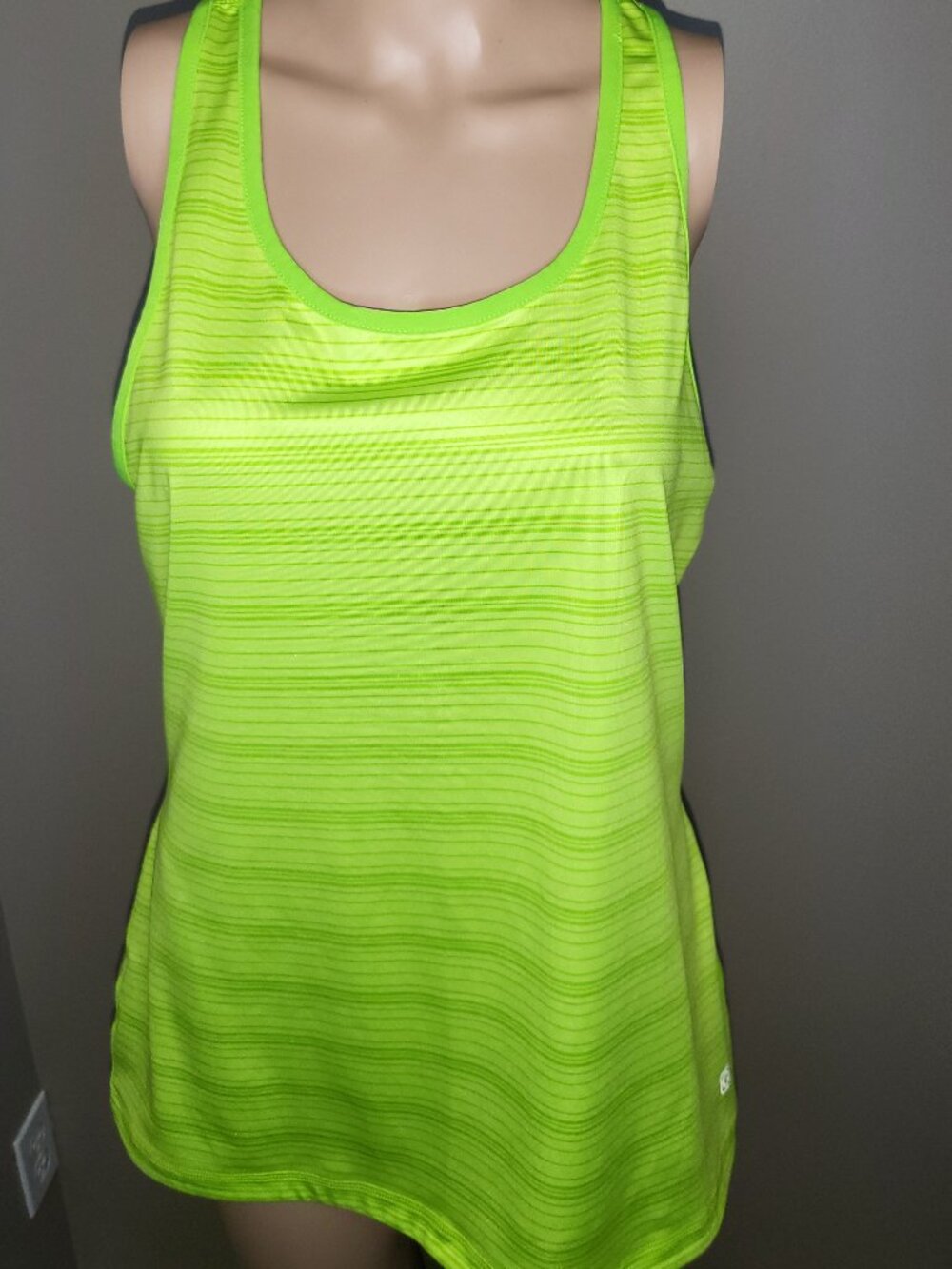 GoFit Neon Green Reversible Racerback Workout Tank Top Womens Lg Athletic Yoga